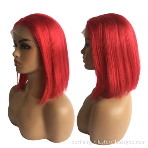 Wholesale Human Hair Colorful Bob Wig For Women,Pre Plucked Mink Brazilian Hair Bob Wigs,Red Orange Pink Purple Cut Bob Wigs